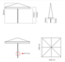 Ombrellone 3x3 Ecru con palo centrale in legno